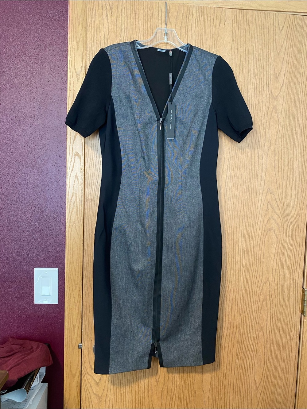Elie Tahari Mila Zip-Front Midi Dress